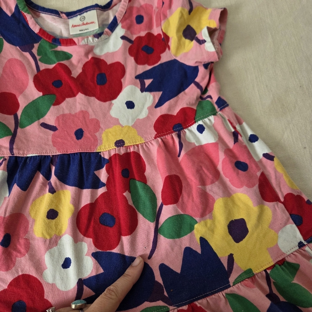 Hanna Andersson Colorful Floral Kids Dress 100% Cotton Girls 8 Size 130 - Picture 5 of 11